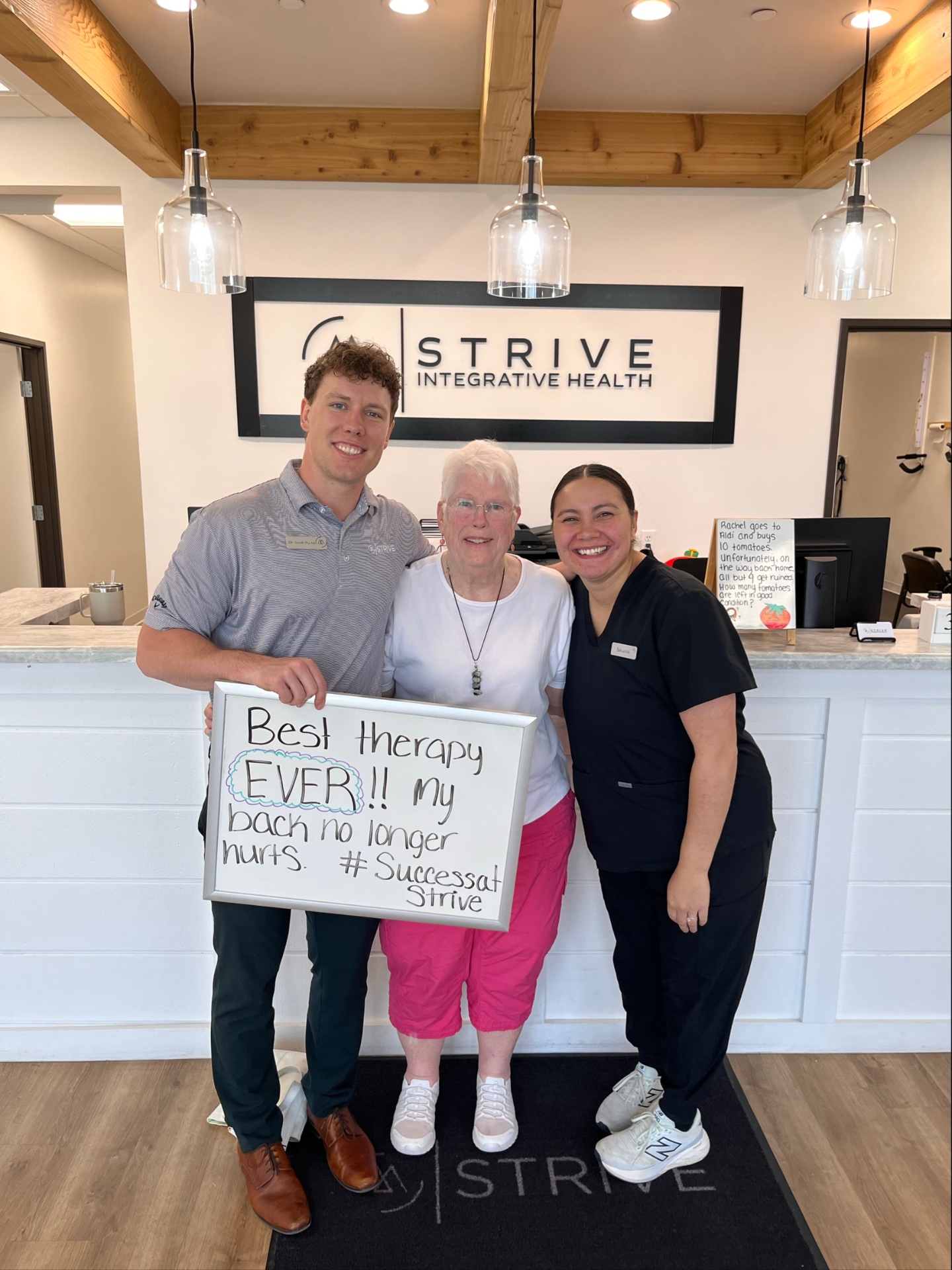 Patient with Strive team: Best therapy ever — my back no longer hurts