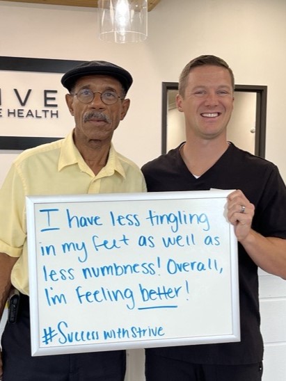 Patient with doctor: Less tingling and numbness in feet, feeling better