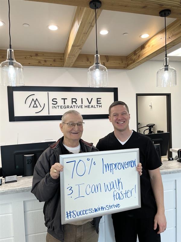 Patient with doctor: 70% improvement, walking faster
